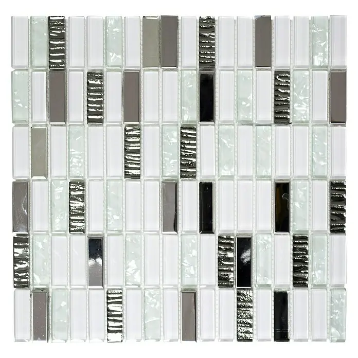 Mosaikfliese Crystal Mix XCM SM28 - 29,8 x 30,4 cm, Weiß, Glänzend - Ansicht von oben
