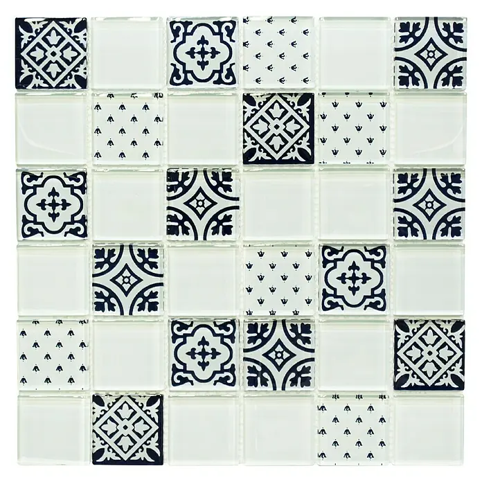 Mosaikfliese Quadrat Crystal XCM 8OP1 - 30 x 30 cm, Weiß, Glänzend