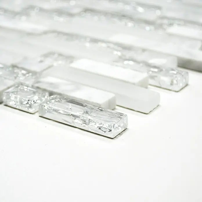 Mosaikfliese Crystal Mix XIC V1311 - 29,8 x 30,5 cm, Weiß, Glänzend - Vorderansicht