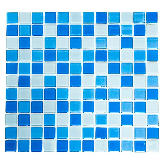 Mosaikfliese Quadrat Crystal Mix CM 4222 - 32,7 x 30,2 cm, Hellblau, Glänzend - Ansicht von oben