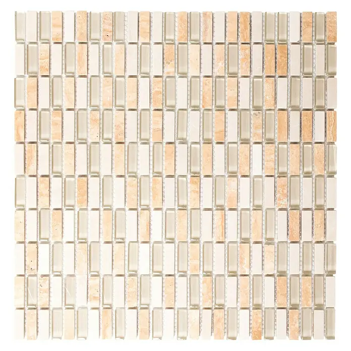Mosaikfliese Stäbchen Crystal Mix XCM XS33 - 31,3 x 31,8 cm, Beige, Glänzend - Ansicht von oben