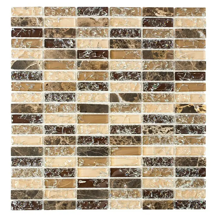 Mosaikfliese Crystal Mix XIC S1255 - 32,2 x 31 cm, Braun, Glänzend - Ansicht von oben