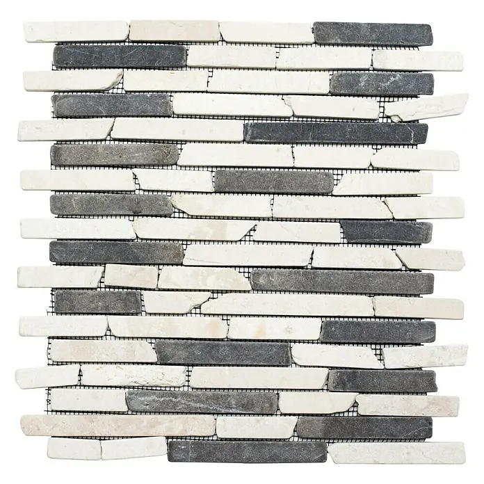 Mosaikfliese Biancone Java MOS BRICK 115 - 30,5 x 30,5 cm, Schwarz/Weiß, Matt - Ansicht von oben