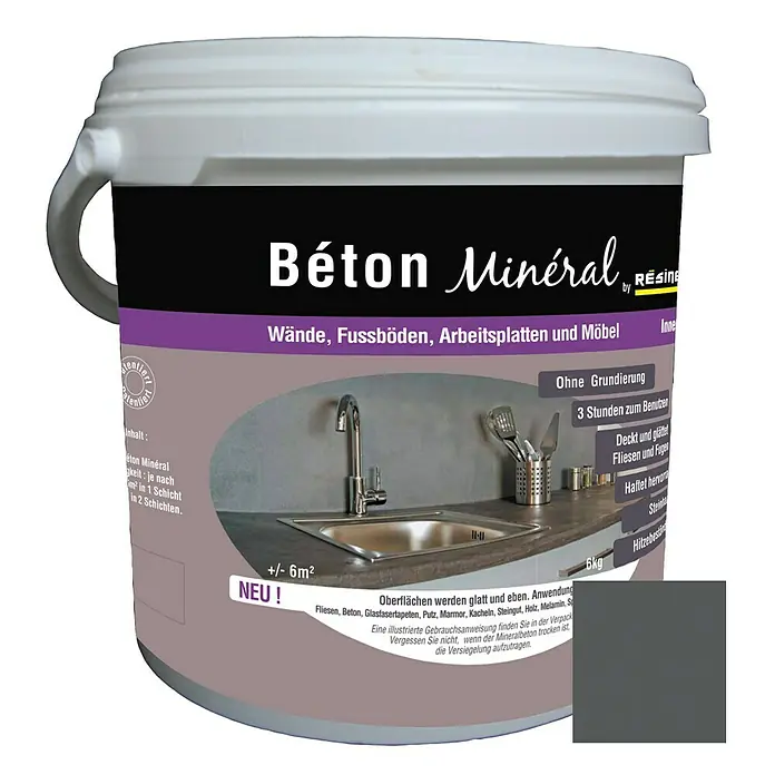 Résinence Béton Minéral Betonputz - Mausgrau, 6 kg