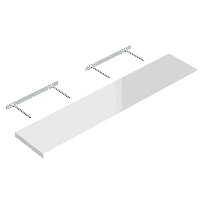 Regalux Zidna polica XL4 - 23,5 x 118 x 3,8 cm, Bijela visokog sjaja, Opteretivost: 12 kg - Pogled odozgo