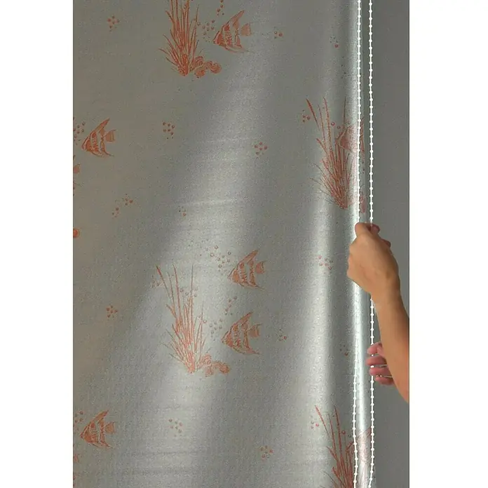 Eco-Dur Duschrollo deluxe - 134 x 240 cm, Fische, Rot/Silber - Detailaufnahme