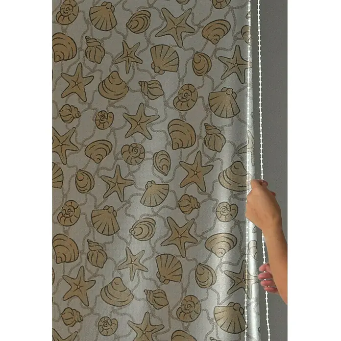 Eco-Dur Eck-Duschrollo - 62 x 137 x 240 mm, Muschel, Gelb/Silber - Detailaufnahme