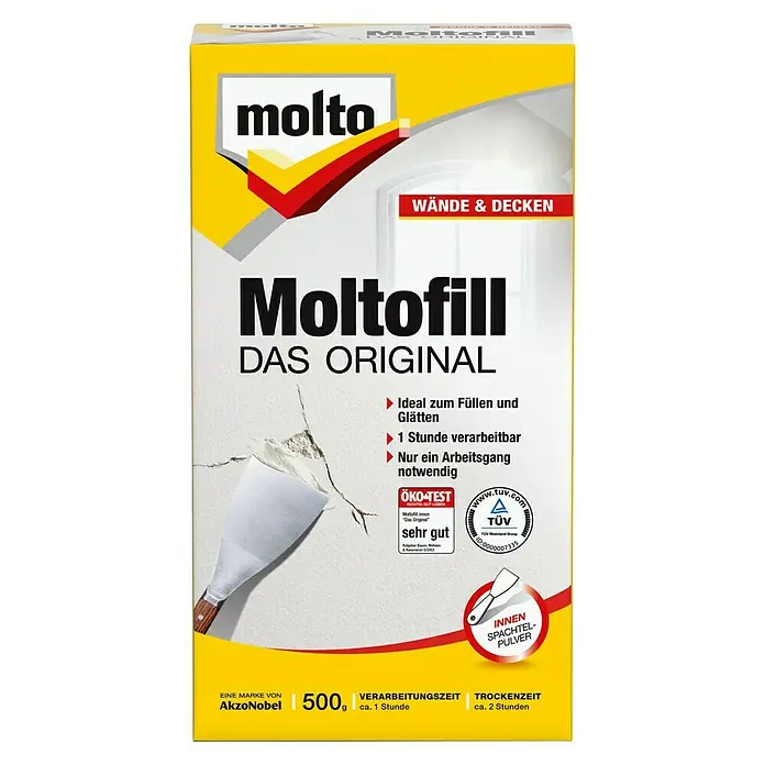 Molto Spachtelpulver Moltofill Das Original - Weiß, 500 g - Vorderansicht