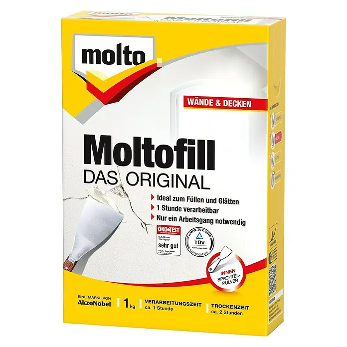 Molto Spachtelpulver Moltofill Das Original - Weiß, 1 kg - Vorderansicht