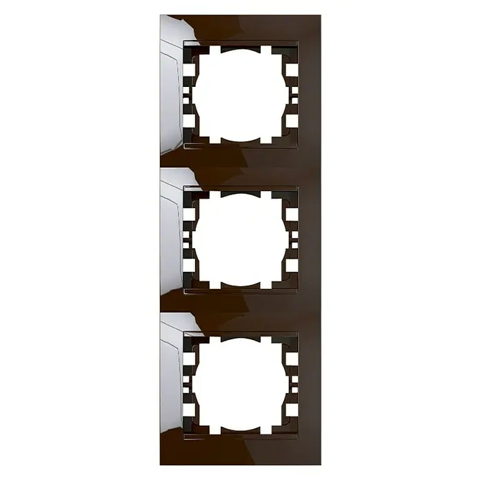 Voltomat DEA 100 Abdeckrahmen - Braun, 3-fach, Kunststoff, Unterputz, Senkrecht - Vorderansicht