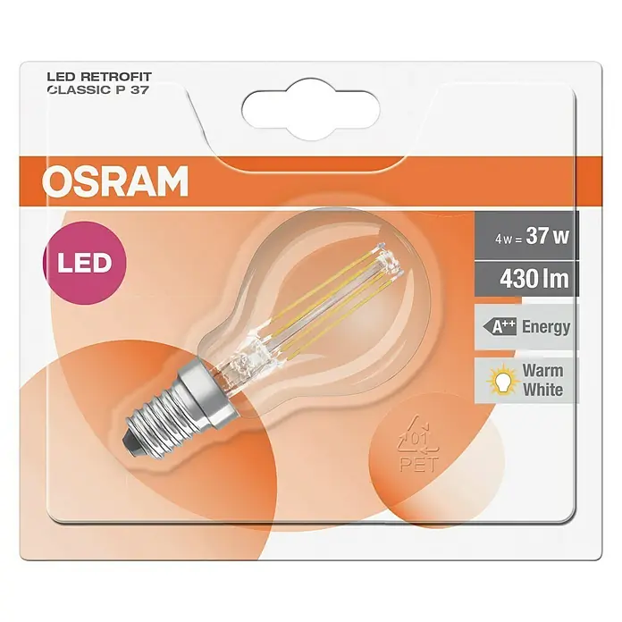 Osram Retrofit LED žarulja Retrofit Classic P - E14, 4 W, P45, 470 lm, 1 kom - Pogled odozgo