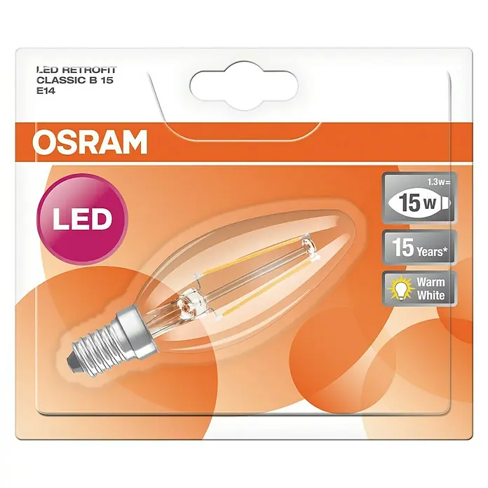 Osram LED žarulja Retrofit Classic B - 1,2 W, E14, Topla bijela, Bez prigušivanja, Prozirno - Pogled odozgo