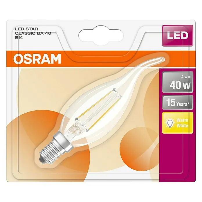 Osram LED žarulja Retrofit Classic BA - 4 W, E14, Topla bijela, Prozirno - Pogled odozgo