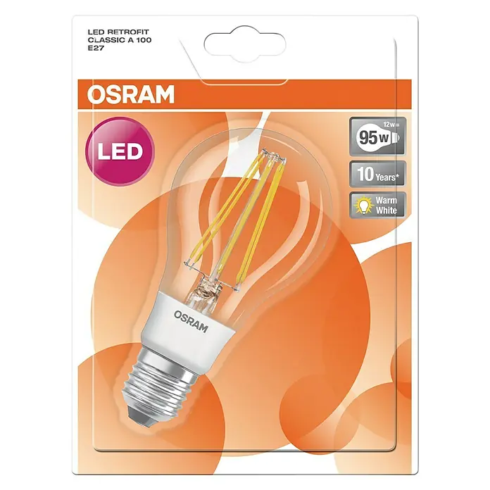 Osram LED žarulja Retrofit Classic A - 12 W, E27, A60, Topla bijela, Bez prigušivanja, Prozirno - Pogled odozgo