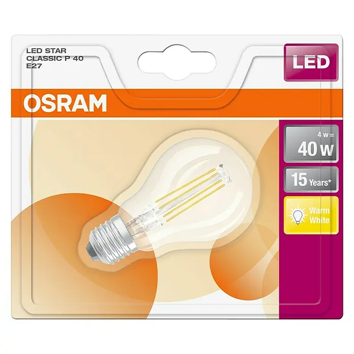Osram LED žarulja RETROFIT CLASSIC P - 4 W, E27, Topla bijela, Bez prigušivanja, Prozirno - Pogled odozgo