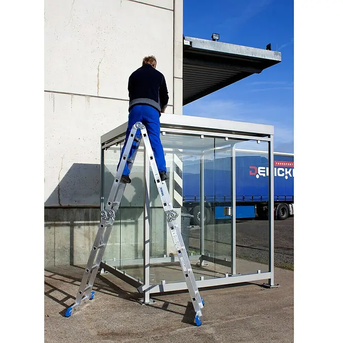 Krause Stabilo Gelenk-Universalleiter - Arbeitshöhe: 5,5 m, 4 x 4 Sprossen, Aluminium - Anwendungsbeispiel
