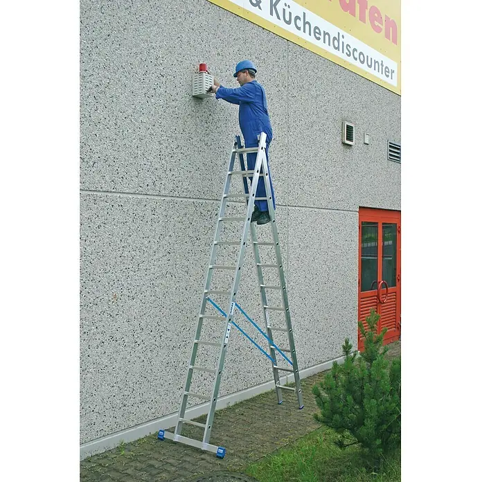 Krause Stabilo Sprossen-Mehrzweckleiter - Arbeitshöhe: 6,85 m, 2 x 12 Sprossen, Aluminium - Anwendungsbeispiel