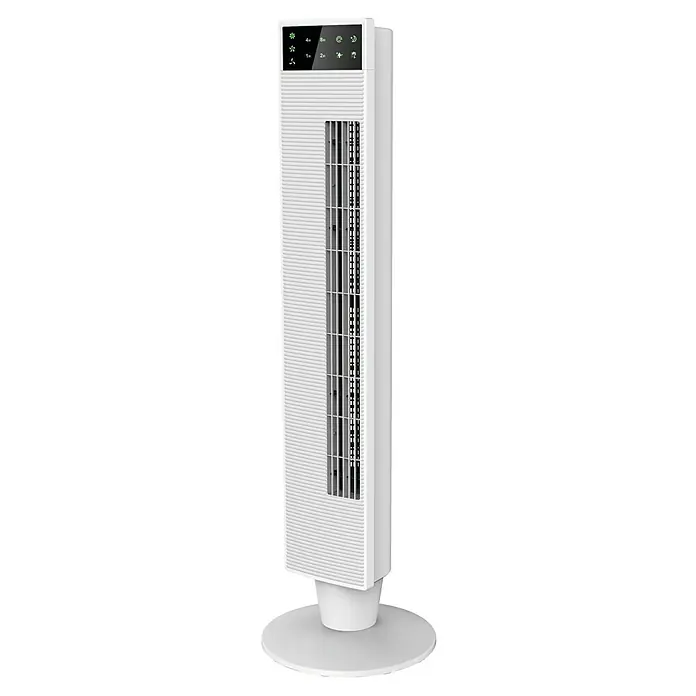 PR Klima Ventilador de torre - Blanco, Altura: 100 cm, 65 W, Con mando a distancia