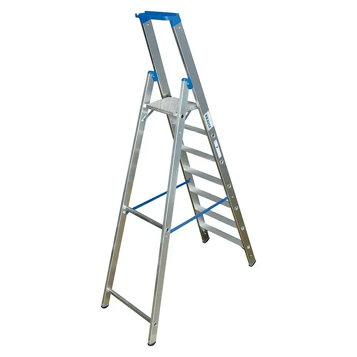 Krause Stabilo Stufenstehleiter - Arbeitshöhe: 3,65 m, Anzahl Tritte: 7 Stufen, Tiefe Stufen: 80 mm, Aluminium - Rückansicht