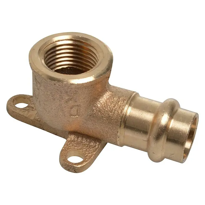Press-Wandwinkel - Durchmesser: 15 mm, Innengewinde: ½″, Presskontur: V - Vorderansicht