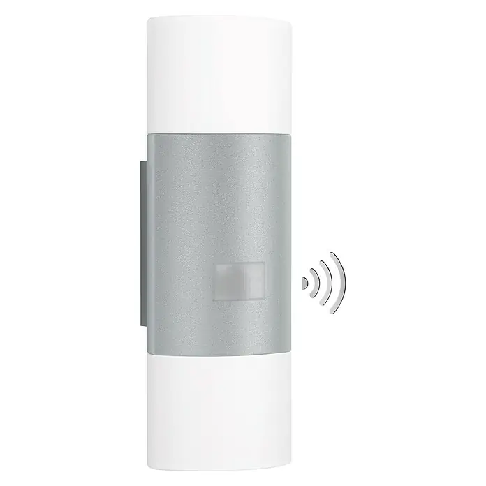 Steinel LED-Sensor-Außenwandleuchte L910 - 9,8 W, L x B x H: 8 x 8,5 x 23,5 cm, Silber, Weiß, Warmweiß - Linke Seitenansicht