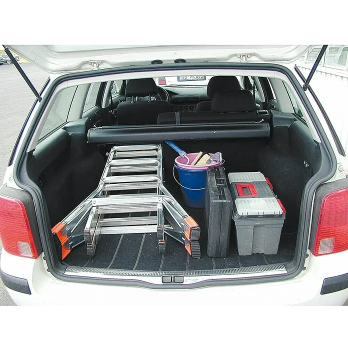 Krause Monto Sprossen-Gelenk-Teleskopleiter TeleMatic - Arbeitshöhe: 5 m, 4 x 4 Sprossen, Aluminium - Stimmungsaufnahme