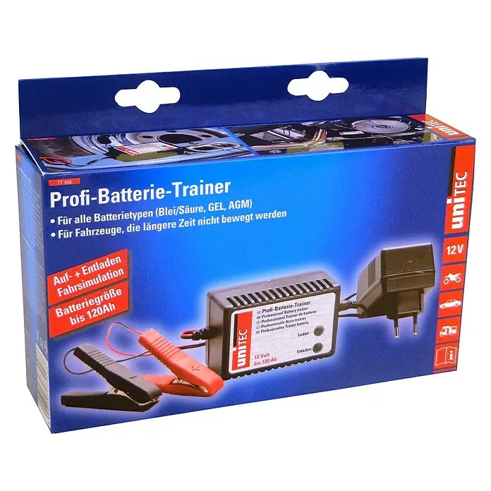 UniTEC Batterie-Ladegerät - Ausgangsspannung: 12 V, Passend für: Batterien 1,2 - 120 Ah