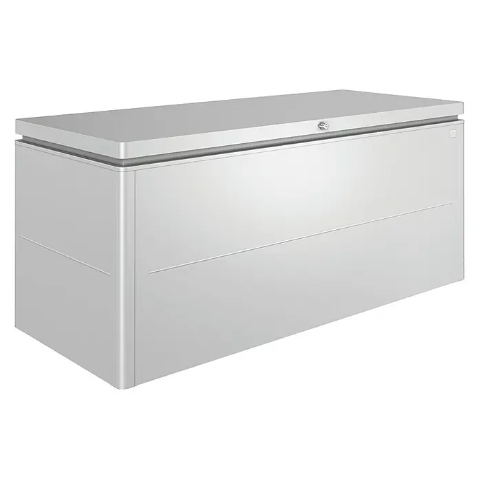 Biohort Garten-Aufbewahrungsbox LoungeBox 200 - L x B x H: 200 x 84 x 88 cm, Silber Metallic, Stahl - Vorderansicht