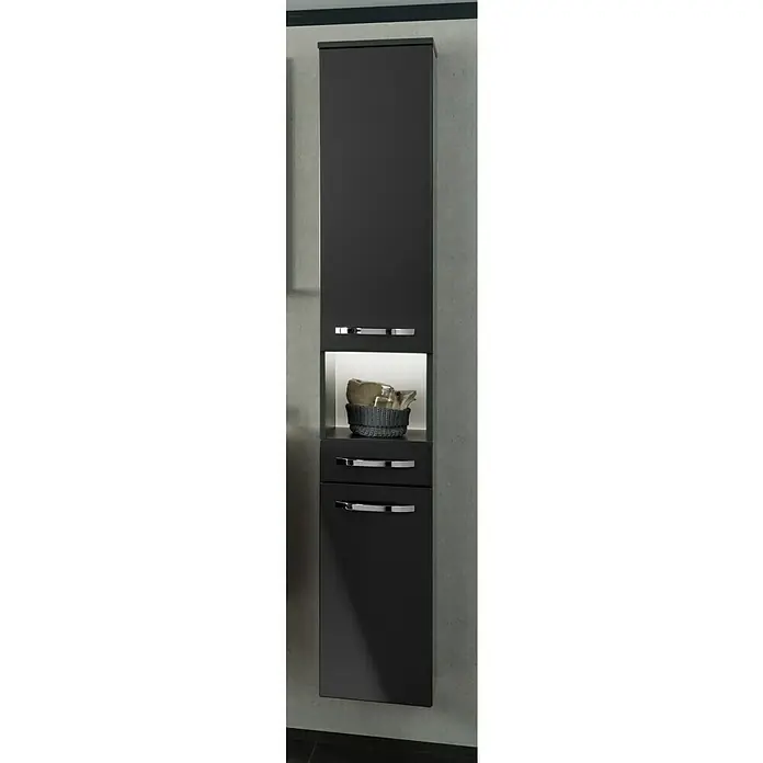 Camargue Star Hochschrank - 30,4 x 32,5 x 181,6 cm, Grafit, Ausführung: Links - Vorderansicht
