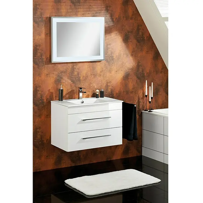 Camargue Stella Waschtischunterschrank - 79,4 x 48,9 x 39 cm, 1 Schubkasten, Ohne Beleuchtung, Weiß - Linke Seitenansicht