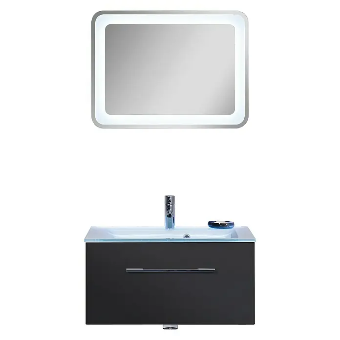 Camargue Stella Waschtischunterschrank - 99,4 x 48,8 x 39 cm, 1 Schubkasten, Ohne Beleuchtung, Grafit - Vorderansicht