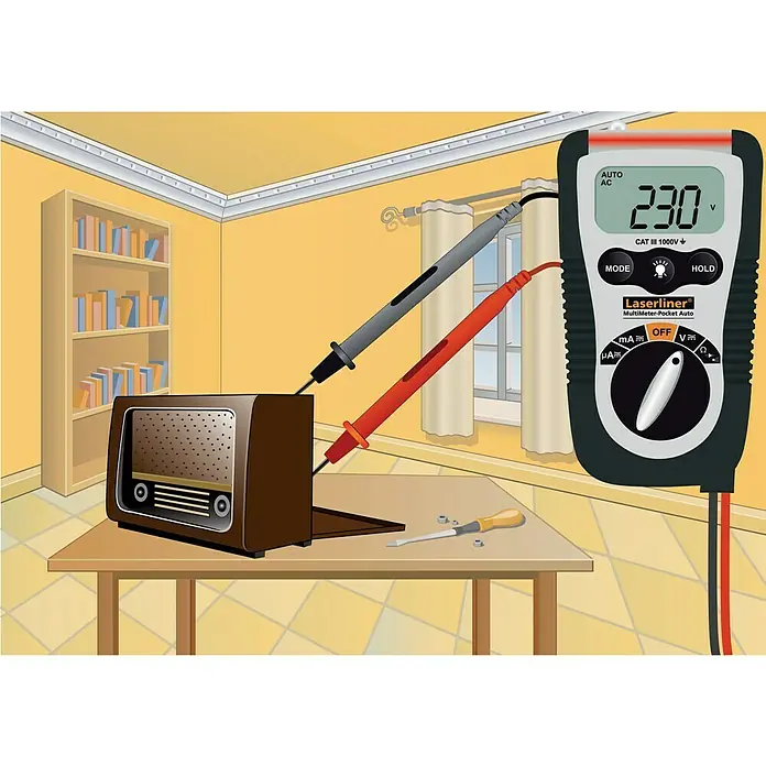 Laserliner Digitale multimeter Pocket - Meetbereik wisselspanning: 200 V - 600 V - Toepassingsvoorbeeld
