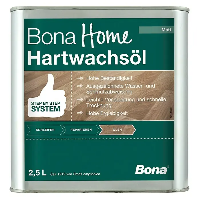 Bona Home Hartwachsöl - Farblos, 2,5 l, Matt - Vorderansicht