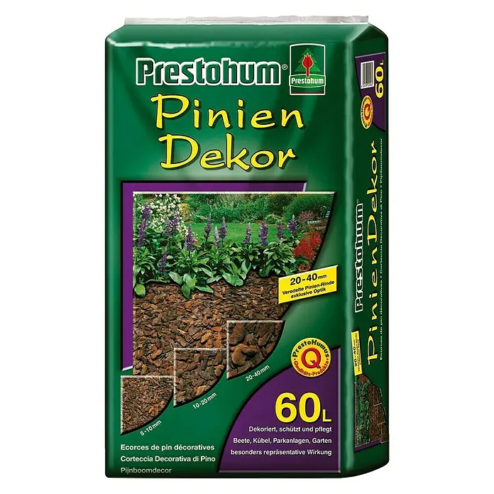 Prestohum Dekor-Mulch Pinien-Rinde - 60 l, 20 mm - 40 mm, Braun - Vorderansicht