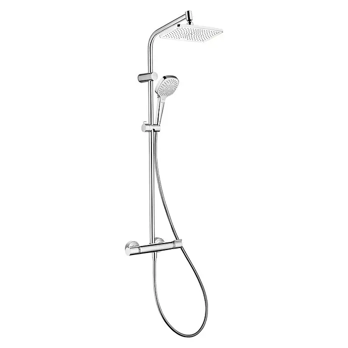 Hansgrohe Duschsystem Showerpipe My Select E 240 - Mit Thermostatarmatur, Lochabstand: 75 cm - 85 cm, Anzahl Strahlarten: 3 Stk., Chrom - Linke Seitenansicht