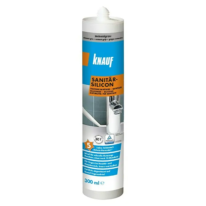 Knauf Sanitär-Silikon - Zementgrau, 300 ml - Vorderansicht
