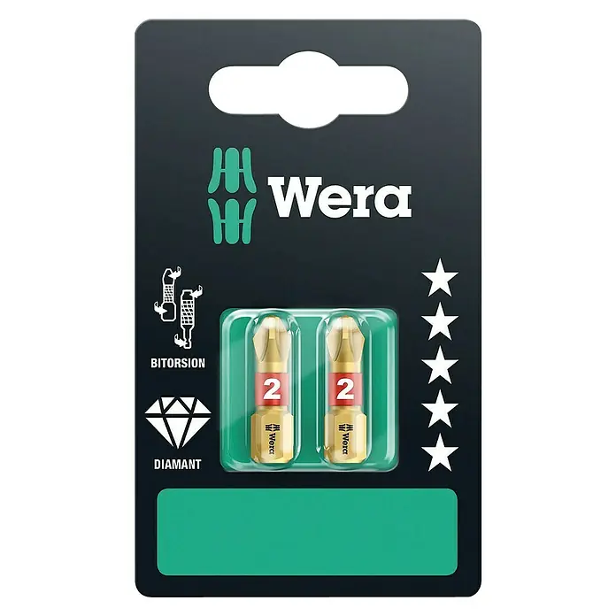 Wera Set dijamantnih bitova 851/1 BDC SB - PH 2, Duljina nastavka: 25 mm - Pogled sprijeda