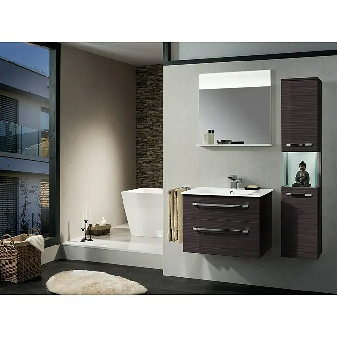 Camargue Star Waschtischunterschrank - 69,4 x 48,9 x 51,8 cm, Ohne Beleuchtung, Darkoak, Matt - Stimmungsaufnahme
