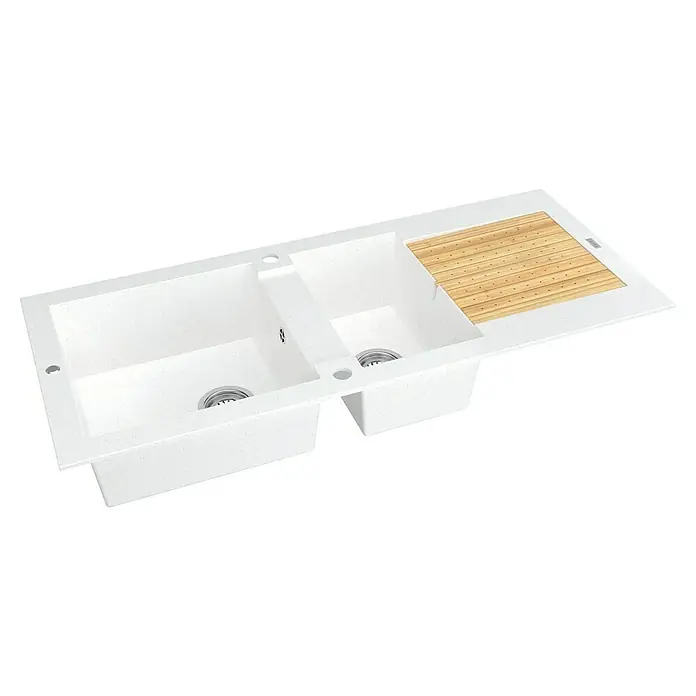 Carea Einbauspüle Eole - 118 x 50 cm, Warmluft-Trocknungsgebläse, CAREAlith®, Weiß - Ansicht von oben