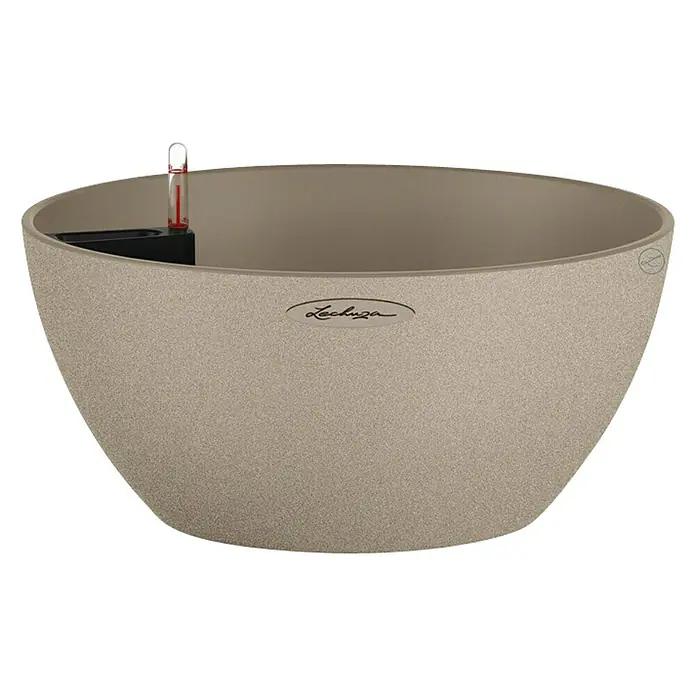 Lechuza Color Pflanzschale rund Cubeto - Außenmaß (Ø x H): 39,5 x 18,3 cm, Kunststoff, Sandbeige - Vorderansicht