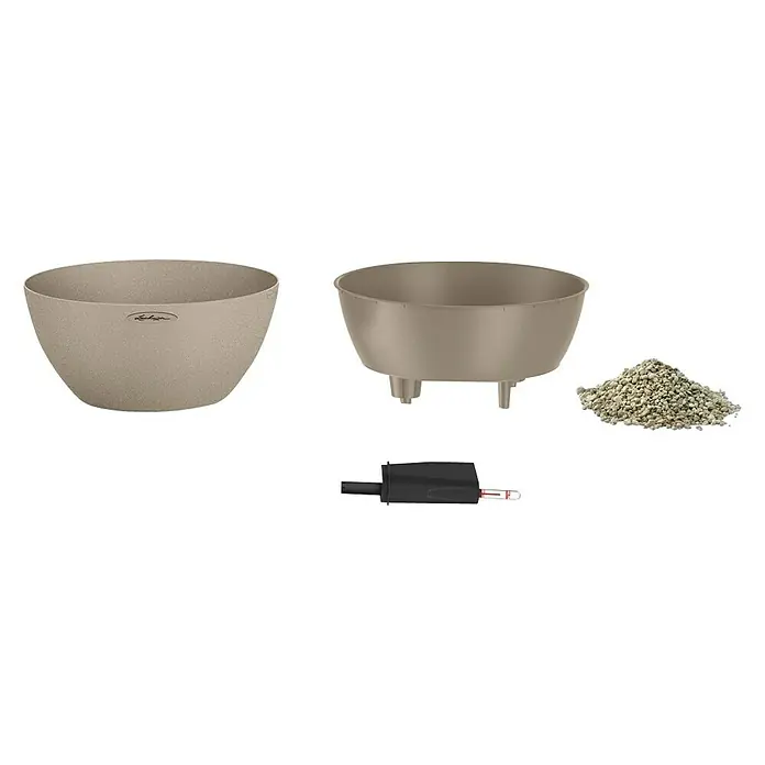 Lechuza Color Pflanzschale rund Cubeto - Außenmaß (Ø x H): 39,5 x 18,3 cm, Kunststoff, Sandbeige - Detailaufnahme