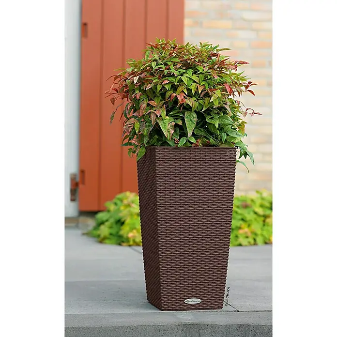 Lechuza Cottage Pflanzsäule eckig Cubico - Außenmaß (L x B x H): 30 x 30 x 56 cm, Kunststoff, Mokka - Stimmungsaufnahme