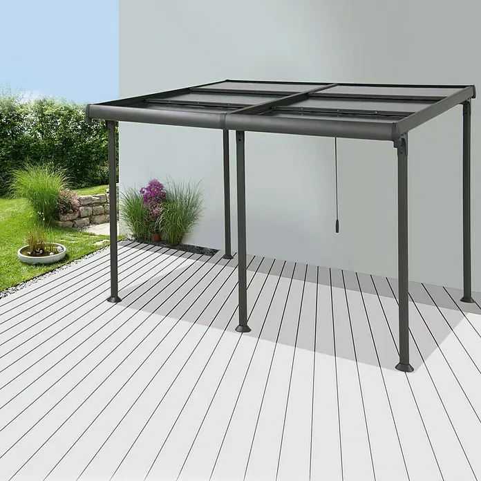 Sunfun Anstellpavillon Sera - 400 x 300 cm, Anthrazit - Stimmungsaufnahme