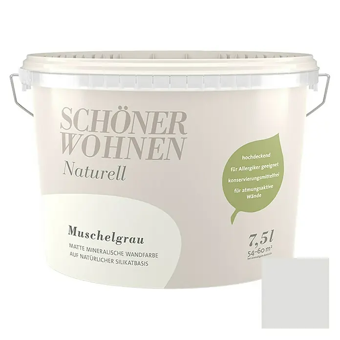SCHÖNER WOHNEN-Farbe Wandfarbe Naturell - Muschelgrau, 7,5 l, Matt