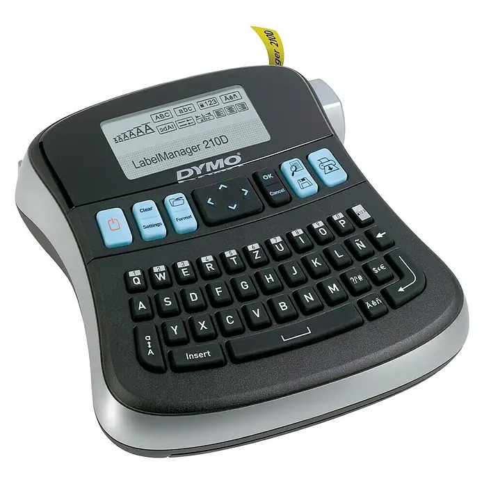 Dymo Beschriftungsgerät LabelManager 210D - 16,5 x 15,5 x 6,4 cm, Passend für: Dymo Beschriftungsband D1 - Linke Seitenansicht