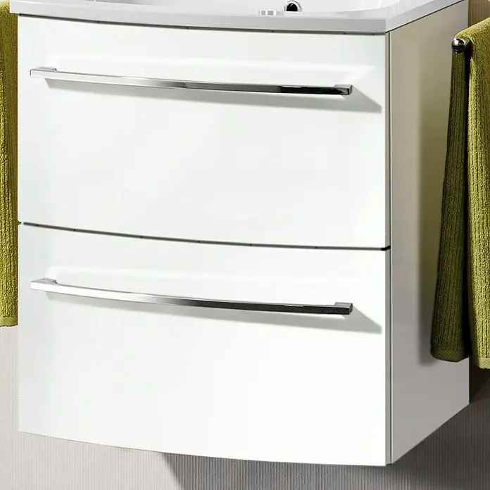 Camargue Swing Waschtischunterschrank - 59,2 x 44,1 x 63 cm, Weiß, Hochglanz - Linke Seitenansicht