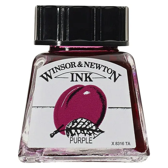 Winsor & Newton Tinta za crtanje - Purpurno, 14 ml, Boca - Pogled sprijeda