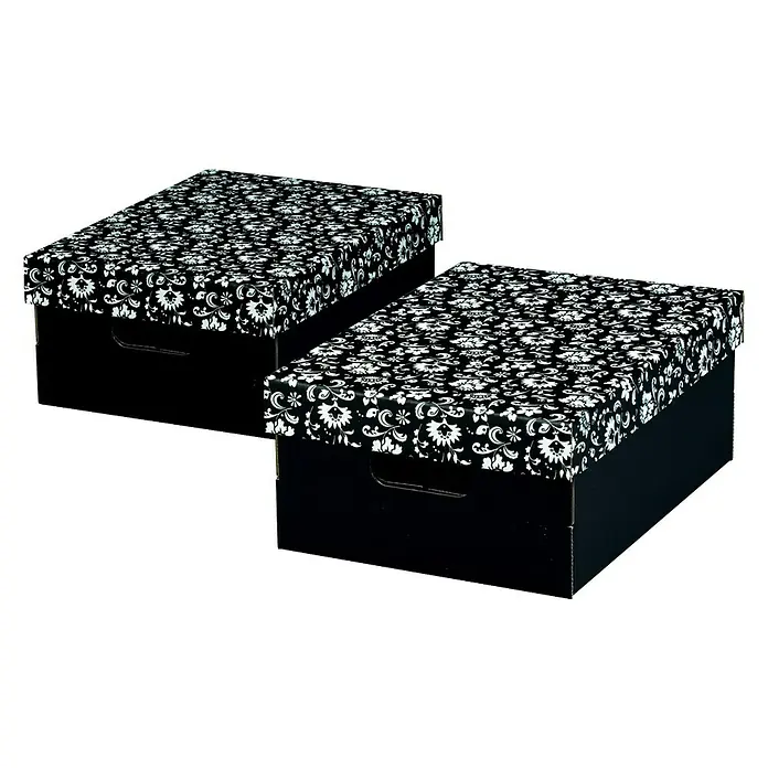 Nips Aufbewahrungsbox Silva - L x B x H: 36 x 27 x 15 cm, 2 Stk., Geeignet für: DIN A4, Schwarz/Weiß - Linke Seitenansicht