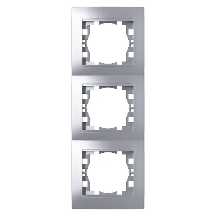 Voltomat DEA 100 Abdeckrahmen - Alu/Silber, 3-fach, Kunststoff, Unterputz, Senkrecht - Vorderansicht