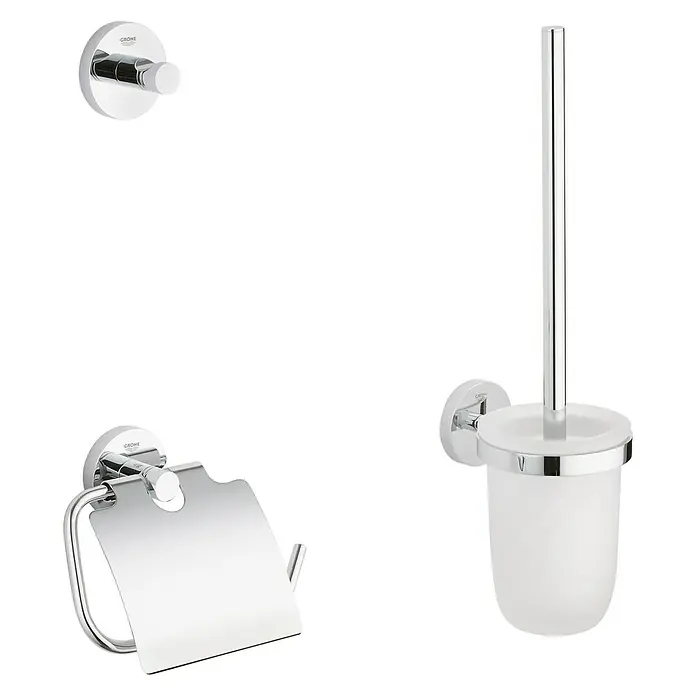 Grohe Essentials WC-Set 3in1 - 3 -tlg., Chrom, Glänzend - Vorderansicht